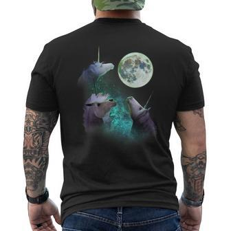 Three Unicorns Howl At Moon 3 Wolfs Wolves Parody Men's T-shirt Back Print - Monsterry CA