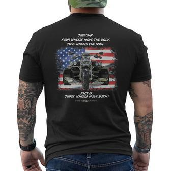 Three Wheels Do Both Usa Flags Trike Men's T-shirt Back Print - Monsterry CA