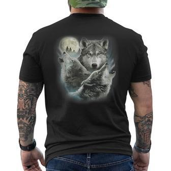 Three Wolves Howling At The Moon Wolf Lover Men's T-shirt Back Print - Thegiftio UK