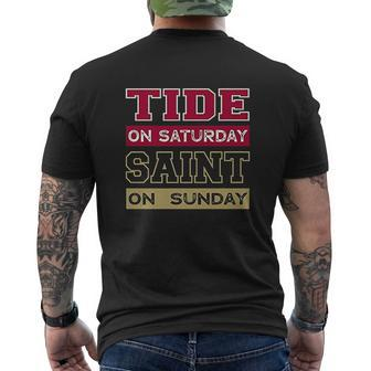 Tide On Saturday Saint On Sunday Alabama Louisiana Football Mens Back Print T-shirt - Seseable