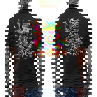 Tie-Dye Cool Frog Peace Sign Hippie Men's T-shirt Back Print | Mazezy