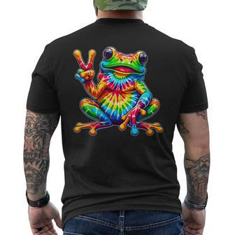 Tie-Dye Frog Peace Sign Hippie Men's T-shirt Back Print - Seseable