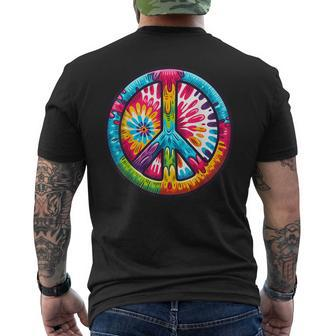 Tie-Dye Peace Sign Hippie Men's T-shirt Back Print - Seseable