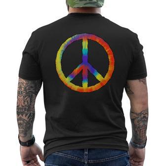 Tie Dye Peace Sign Peace Love Happiness Men's T-shirt Back Print - Monsterry