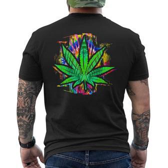 Tie Dye Pot Leaf Pothead Smoking Weed Hippie Stoner Men's T-shirt Back Print - Monsterry CA