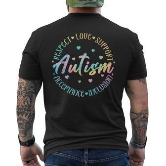 Tie Dye Respect Love Support Acceptance Autism Awareness Men's T-shirt Back Print | Mazezy