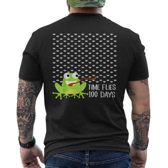 Time Flies 100 Days Frog Fly 100Th Day Of School Men's T-shirt Back Print - Monsterry AU