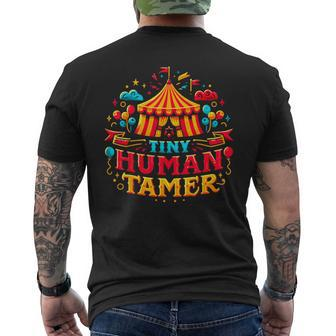Tiny Human Tamer Circus Carneval Staff Men's T-shirt Back Print - Monsterry