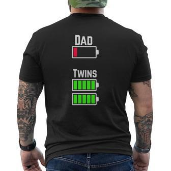 Tired Twin Dad Low Battery Charge Meme Image Mens Back Print T-shirt | Mazezy