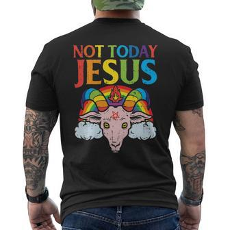 Today Not Jesus Satan Goat Satanic Rainbow Satanism Men's T-shirt Back Print | Mazezy