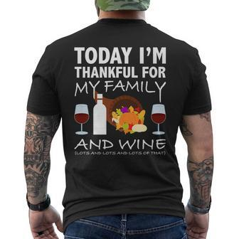 Today Im Thankful For My Family Wine Thanksgiving Mens Back Print T-shirt - Thegiftio