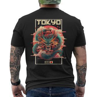 Tokyo Inspired Vintage Style 80S Retro Japanese Asian Dragon Men's T-shirt Back Print - Monsterry