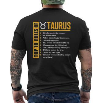 Top 10 Rules Of Taurus Zodiac Mens Back Print T-shirt - Thegiftio UK