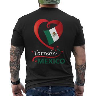 Torreón Coahuila Mexico Heart Flag Mexicana Corazon Mujer Men's T-shirt Back Print - Monsterry UK