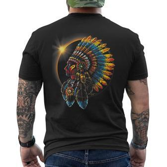 Total Eclipse Native American Indian Traditional Head Dress Men's T-shirt Back Print | Mazezy DE