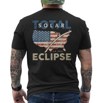 Total Solar Eclipse 0408 2024 Path Of Totality Map Usa Flag Men's T-shirt Back Print - Monsterry UK