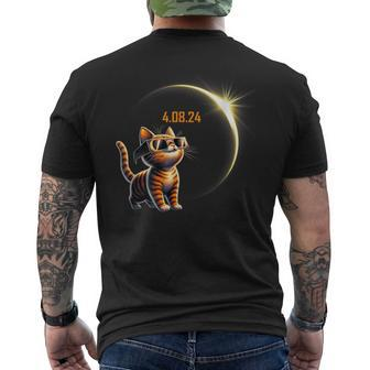 Total Solar Eclipse 0482024 Cat In Astronomy Glasses Men's T-shirt Back Print - Seseable