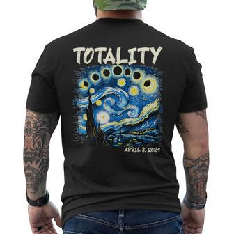 Total Solar Eclipse 2024 40824 Starry Night Painting Men's T-shirt Back Print - Monsterry CA