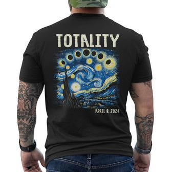 Total Solar Eclipse 2024 40824 Starry Night Painting Retro Men's T-shirt Back Print - Thegiftio