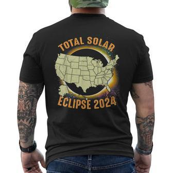 Total Solar Eclipse 2024 American Us Map Colorful Men's T-shirt Back Print - Monsterry CA