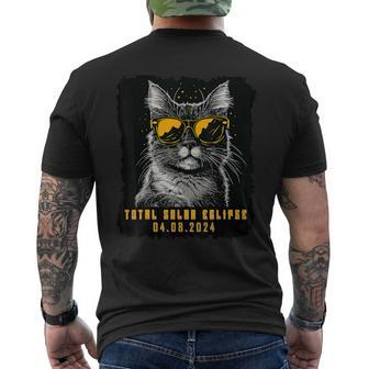 Total Solar Eclipse 2024 April Cat Men's T-shirt Back Print - Monsterry AU
