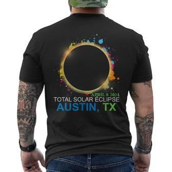 Total Solar Eclipse 2024 Austin Texas Colorful Totality Men's T-shirt Back Print | Mazezy