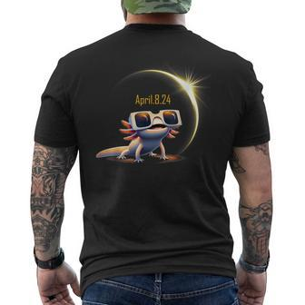 Total Solar Eclipse 2024 Axolotl In Astronomy Glasses Men's T-shirt Back Print | Mazezy