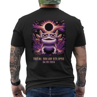 Total Solar Eclipse 2024 Axolotl Wearing Glasses Astronomy Men's T-shirt Back Print - Monsterry UK