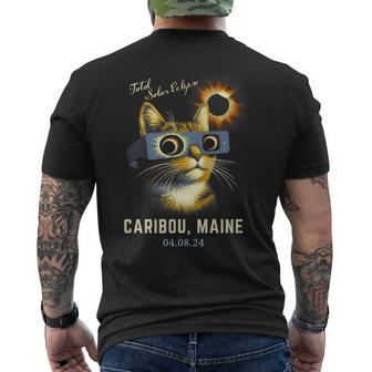 Total Solar Eclipse 2024 Caribou Maine Totality Cat Men's T-shirt Back Print - Thegiftio UK