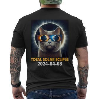 Total Solar Eclipse 2024 Cat April 8 America Totality Spring Men's T-shirt Back Print - Seseable