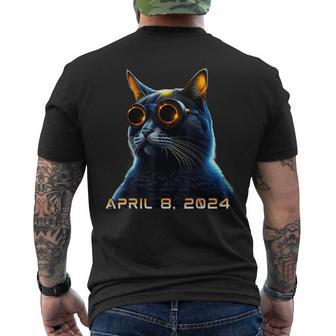 Total Solar Eclipse 2024 Cat Wearing Solar Eclipse Glasses Men's T-shirt Back Print - Thegiftio UK