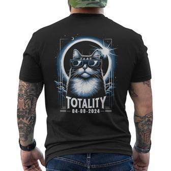 Total Solar Eclipse 2024 Cat Wearing Glasses Totality Cat Men's T-shirt Back Print - Monsterry