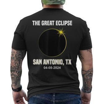 Total Solar Eclipse 2024 City San Antonio Texas Eclipse Men's T-shirt Back Print - Monsterry CA