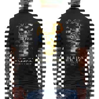 Total Solar Eclipse 2024 Dallas Texas Totality Cat Men's T-shirt Back Print - Thegiftio