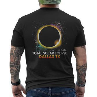 Total Solar Eclipse 2024 Dallas Texas Tx Matching Men's T-shirt Back Print - Seseable