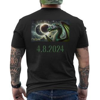 Total Solar Eclipse 2024 Dragon Astronomy Glasses April 8Th Men's T-shirt Back Print | Mazezy
