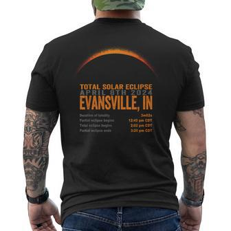 Total Solar Eclipse 2024 Evansville Indiana Path Of Totality Men's T-shirt Back Print - Monsterry DE