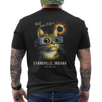 Total Solar Eclipse 2024 Evansville Indiana Totality Cat Men's T-shirt Back Print - Thegiftio UK