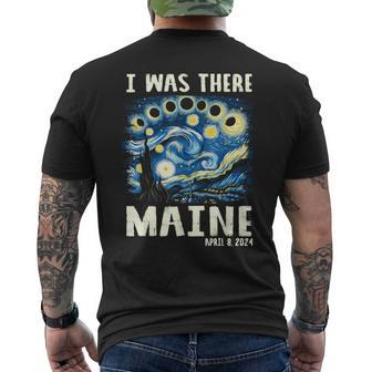 Total Solar Eclipse 2024 Maine Starry Night Painting Men's T-shirt Back Print | Mazezy