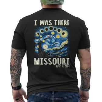 Total Solar Eclipse 2024 Missouri Starry Night Painting Men's T-shirt Back Print | Mazezy