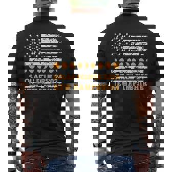 Total Solar Eclipse 2024 New Hampshire Usa Flag Totality Men's T-shirt Back Print - Thegiftio