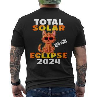 Total Solar Eclipse 2024 New York Tabby Cat Wearing Glasses Men's T-shirt Back Print - Thegiftio