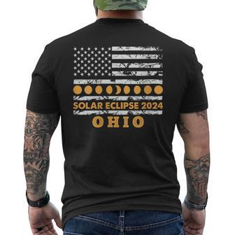 Total Solar Eclipse 2024 Ohio America Usa Flag Totality Men's T-shirt Back Print - Thegiftio UK