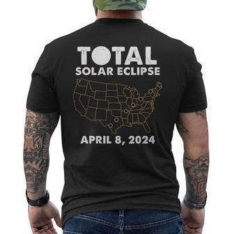 Total Solar Eclipse 2024 Party America Totality Usa Map Men's T-shirt Back Print - Thegiftio UK