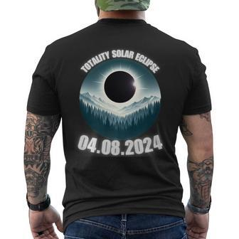 Total Solar Eclipse 2024 Path Of American Mountains View Ar Men's T-shirt Back Print - Monsterry