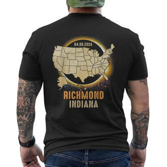 Total Solar Eclipse 2024 Richmond Indiana Usa Map Colorful Men's T-shirt Back Print - Monsterry DE