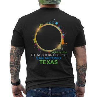 Total Solar Eclipse 2024 San Antonio Texas Colorful Totality Men's T-shirt Back Print - Monsterry