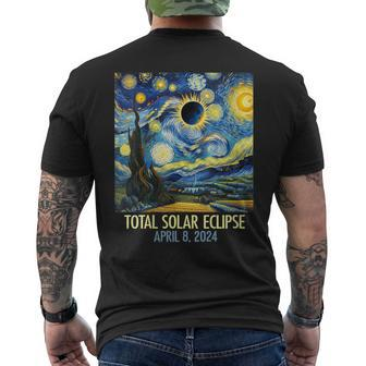 Total Solar Eclipse 2024 Starry Night Totality Van Gogh Men's T-shirt Back Print | Mazezy