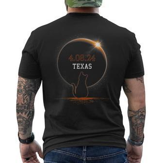 Total Solar Eclipse 2024 State Texas Cat Total Solar Eclipse Men's T-shirt Back Print | Mazezy