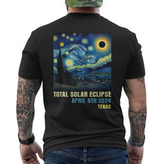 Total Solar Eclipse 2024 Texas State Starry Night Painting Men's T-shirt Back Print - Monsterry AU